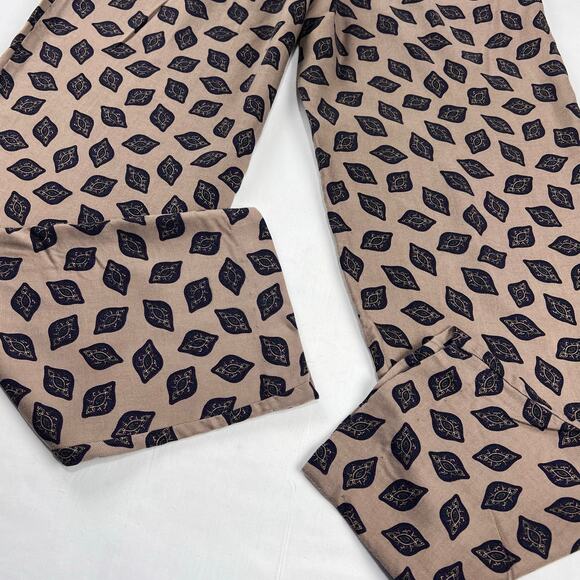 Talbots Vintage Paisley Print AOP Beige & Blue Pants BoHo Style Size 8 Petite - Picture 8 of 9